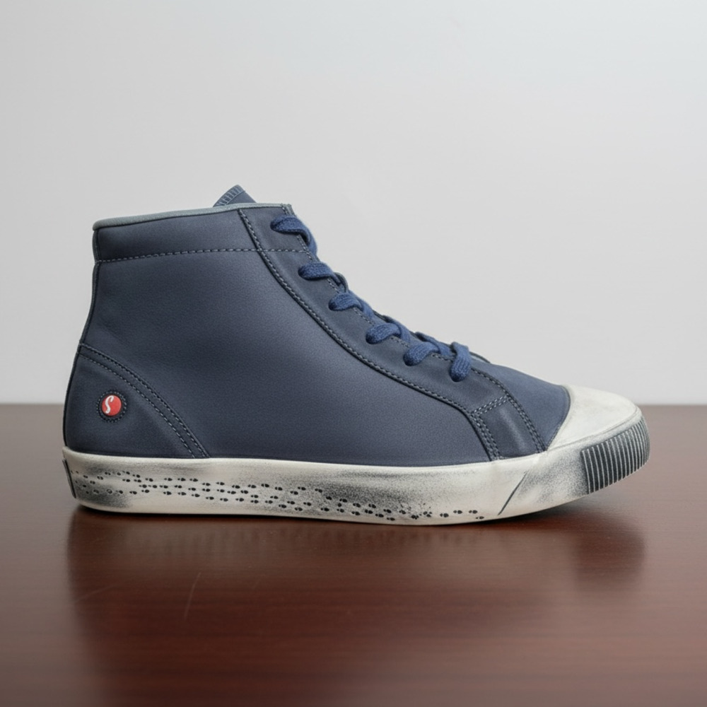 Softinos KIP405SOF Washed Leather High Top Sneakers Navy Size 39